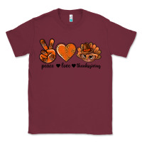 Burgundy peace love thanksgiving bbs Classic Tee - BundleAndBundleShop
