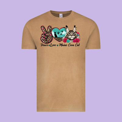Peace Love Maine Coon Cat Vintage Tee Designed By Lillyallendesigns