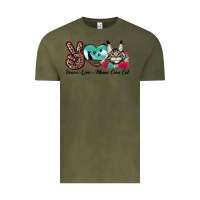 Vintage Olive peace love maine coon cat Vintage Tee - LillyAllenDesigns