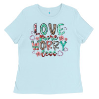 Baby Blue love more worry less Ladies Tee - RacoonDesign