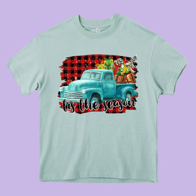 Tis The Season Christmas Truck Heavy Core Tee Designed By Fadigitalartstudio