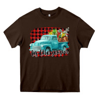Chocolate Brown Tis The Season Christmas Truck Heavy Core Tee - FaDigitalArtStudio