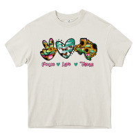 Cream Peace Love Texas Heavy Core Tee - RanaPortraitStore