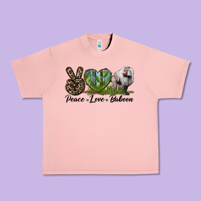 Leopard Peace Love Baboon Urban Heavy Tee Designed By Lillyallendesigns