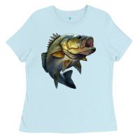 Baby Blue jumping bass Ladies Tee - LillyAllenDesigns
