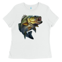 White jumping bass Ladies Tee - LillyAllenDesigns