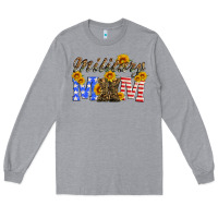 Heather Grey military mom with soldier boots Long Sleeve Tee - Artiststas