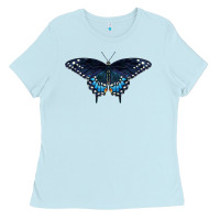 Baby Blue Black Swallowtail Butterfly Ladies Tee - LillyAllenDesigns