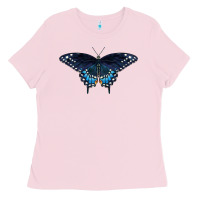 Bubblegum Pink Black Swallowtail Butterfly Ladies Tee - LillyAllenDesigns