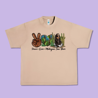 Peace Love Malayan Sun Bear Urban Heavy Tee Designed By Lillyallendesigns