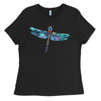 Black Blue Dragonfly Ladies Tee - LillyAllenDesigns