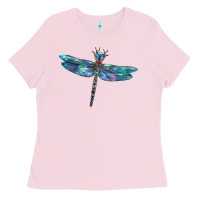 Bubblegum Pink Blue Dragonfly Ladies Tee - LillyAllenDesigns