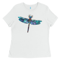 White Blue Dragonfly Ladies Tee - LillyAllenDesigns