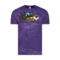Cloud Purple Peace Love Siamese Cat Vintage Tee - LillyAllenDesigns