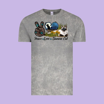 Peace Love Siamese Cat Vintage Tee Designed By Lillyallendesigns