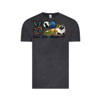 Vintage Black Peace Love Siamese Cat Vintage Tee - LillyAllenDesigns