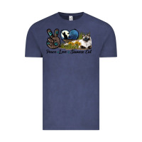 Vintage Denim Peace Love Siamese Cat Vintage Tee - LillyAllenDesigns