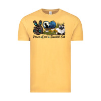 Vintage Mustard Peace Love Siamese Cat Vintage Tee - LillyAllenDesigns