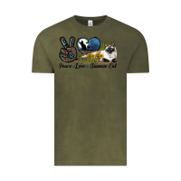 Vintage Olive Peace Love Siamese Cat Vintage Tee - LillyAllenDesigns