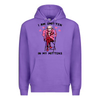 Purple funny i am smitten in my mittens bernie Premium Hoodie - artisFamous