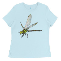 Baby Blue Blue And Yellow Dragonfly Ladies Tee - LillyAllenDesigns