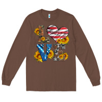 Chestnut love with sunflowers and usa flag Long Sleeve Tee - Artiststas