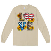 Mushroom love with sunflowers and usa flag Long Sleeve Tee - Artiststas