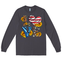 Smoke love with sunflowers and usa flag Long Sleeve Tee - Artiststas