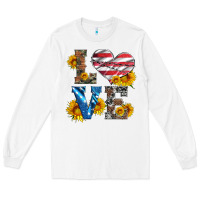 White love with sunflowers and usa flag Long Sleeve Tee - Artiststas