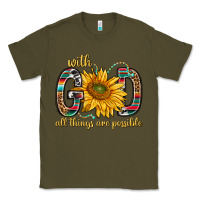 Army Green with god all things are possible with sunflower bbs Classic Tee - BundleAndBundleShop