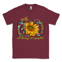 Burgundy with god all things are possible with sunflower bbs Classic Tee - BundleAndBundleShop