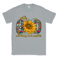 Heather Grey with god all things are possible with sunflower bbs Classic Tee - BundleAndBundleShop