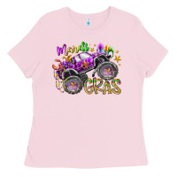 Bubblegum Pink mardi gras monster truck Ladies Tee - RacoonDesign