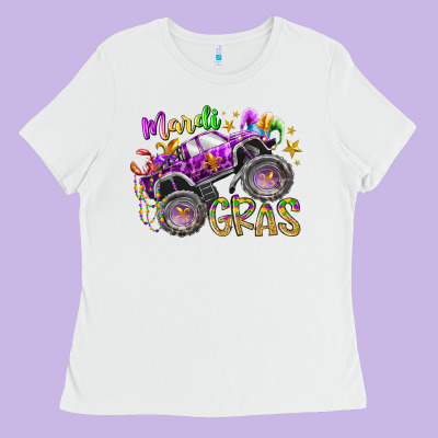 Mardi Gras Monster Truck Ladies Tee Designed By Racoondesign