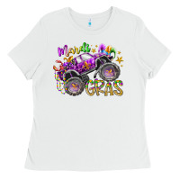 White mardi gras monster truck Ladies Tee - RacoonDesign
