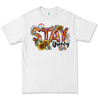 White Stay Groovy Premium Tee - CowhideDigitalArt