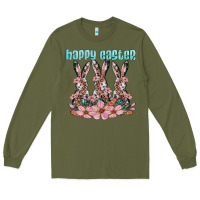 Army Green happy easter bunny Long Sleeve Tee - Artiststas