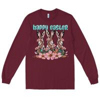 Burgundy happy easter bunny Long Sleeve Tee - Artiststas