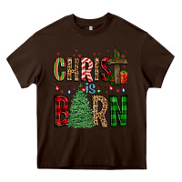 Chocolate Brown christ is born Heavy Core Tee - FaDigitalArtStudio