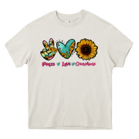 Cream Peace Love Sunshine Heavy Core Tee - RanaPortraitStore