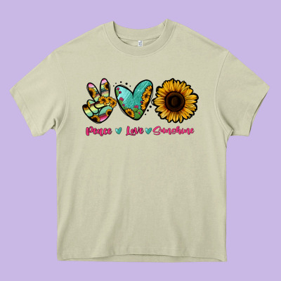 Peace Love Sunshine Heavy Core Tee Designed By Ranaportraitstore