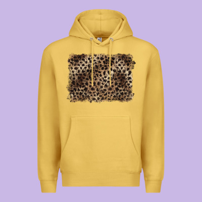 Handdrawn Leopard Pattern Brown Premium Hoodie Designed By Barkaloodesign