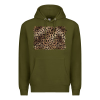 Army Green handdrawn leopard pattern brown Premium Hoodie - BarkalooDesign