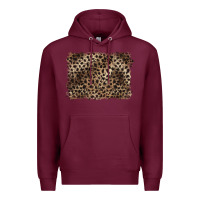 Burgundy handdrawn leopard pattern brown Premium Hoodie - BarkalooDesign