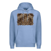 Colony Blue handdrawn leopard pattern brown Premium Hoodie - BarkalooDesign
