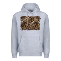 Heather Grey handdrawn leopard pattern brown Premium Hoodie - BarkalooDesign