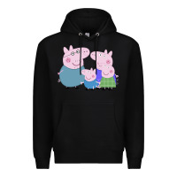 Black peppa pig family Premium Hoodie - artisFamous