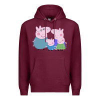 Burgundy peppa pig family Premium Hoodie - artisFamous
