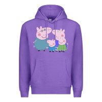 Purple peppa pig family Premium Hoodie - artisFamous