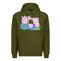 Army Green peppa pig family Premium Hoodie - artisFamous